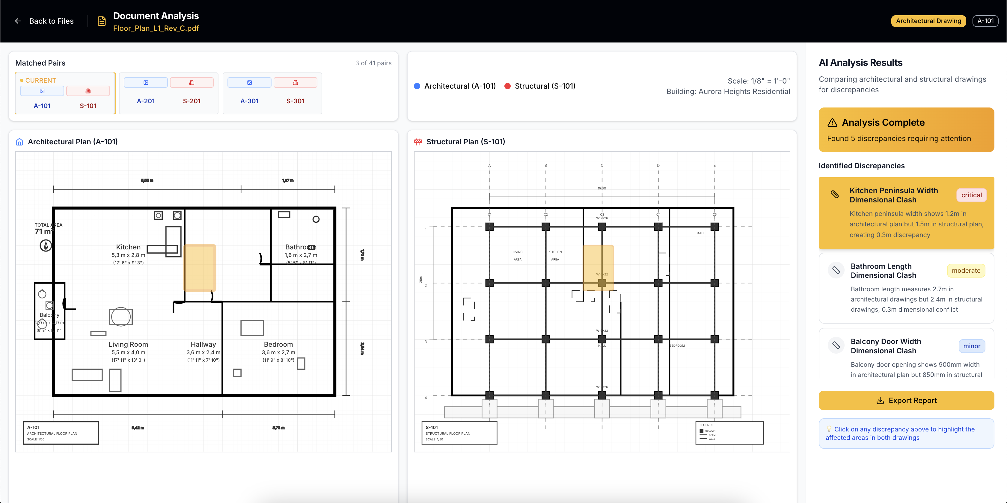SiteSync AI Dashboard - Construction Plan Analysis Interface